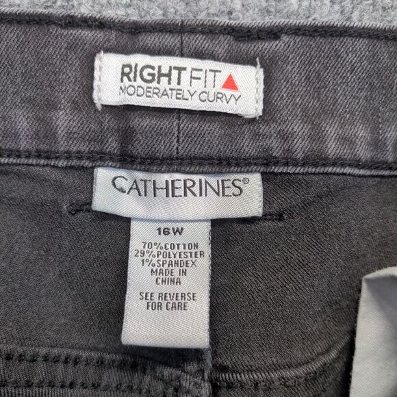 Catherines Womens Moderately Curvy Straight Jeans Gray Plus Size 16W Regular Fit - Picture 10 of 10